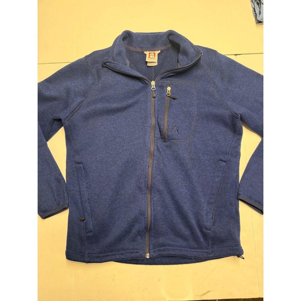 Avalanche Mens Full Zip Fleece Jacket Navy Blue Sweater Knit Mock Neck Medium
